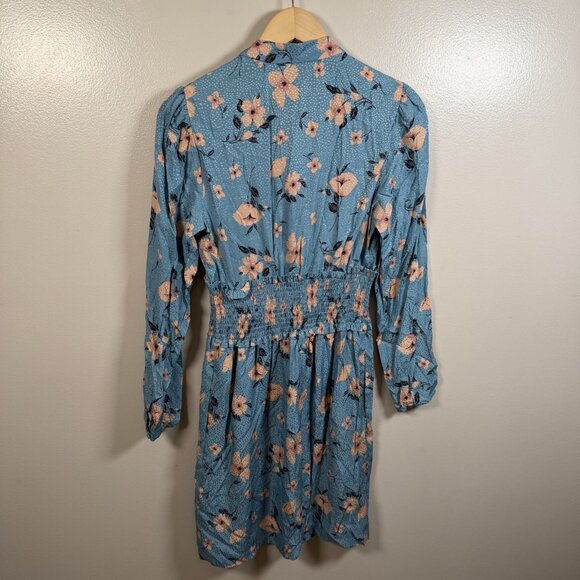 Rebecca Taylor Daniella Silk Blend Dress Size 4 Blue Floral V-Neck Feminine - Picture 2 of 10